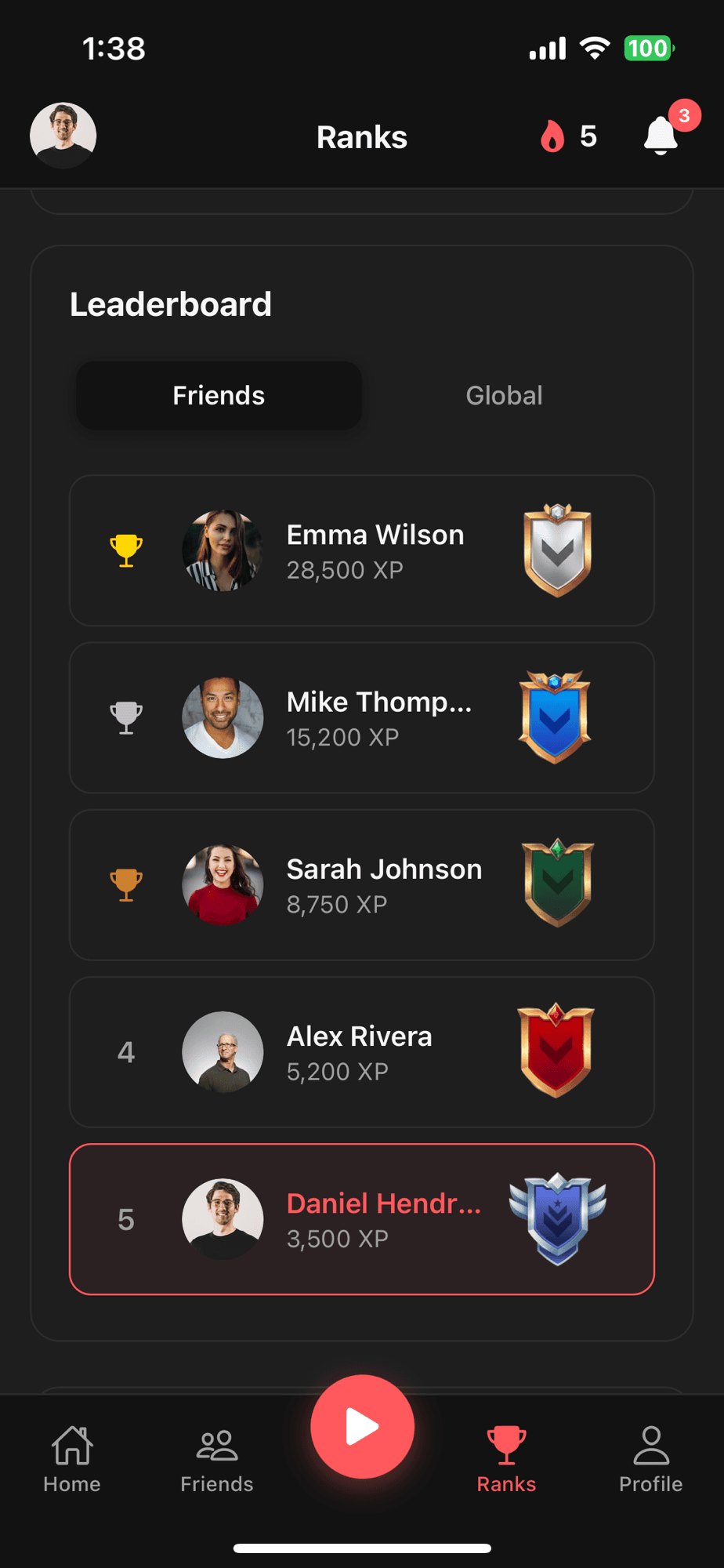 Runable leaderboard screen